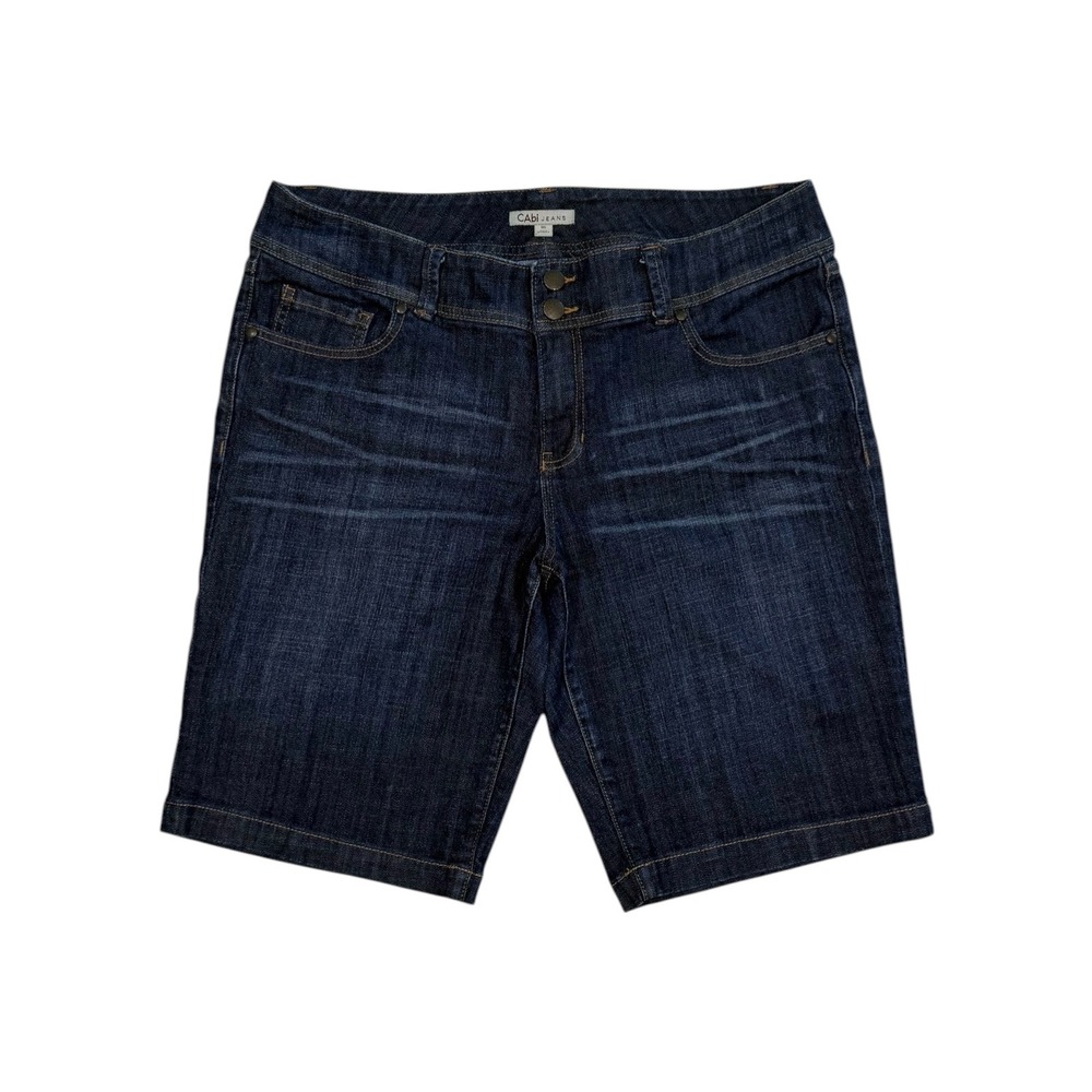 CAbi Jeans Womens 16 Dark Wash Denim Bermuda Shorts Double Button Stretch 424